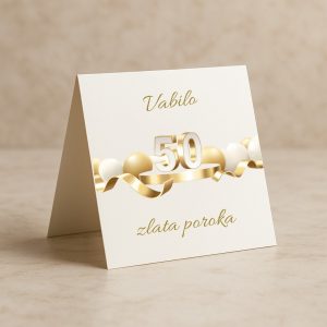 vabilo za zlato poroko s številko in baloni