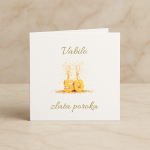 vabilo za zlato poroko z napisom in simbolno številko 50