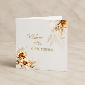 vabilo za zlato poroko v zlati barvi